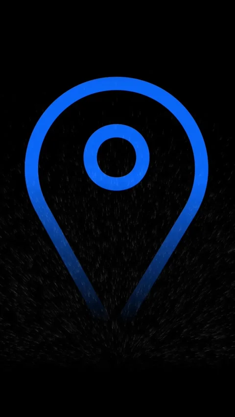 Blue Location Pin Icon with Glowing Effect and Particle Trails on a Black B.. Stock Footage 337459242