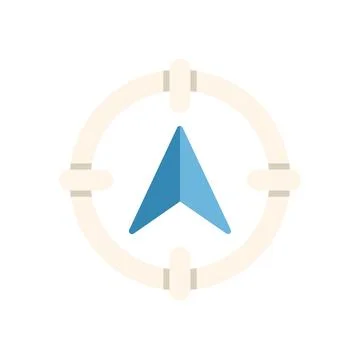 Blue location pin pointing inside minimal compass icon Stock Illustration
