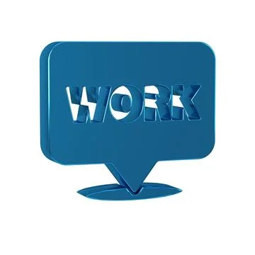 Blue Location with text work icon isolated on transparent background. 스톡 일러스트