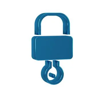 Blue Lock and key icon isolated on transparent background. Padlock sign. Se.. Stock Illustration