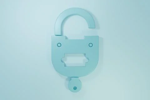 Blue Lock and key icon isolated on blue background. Padlock sign. Security,.. Stock Illustration