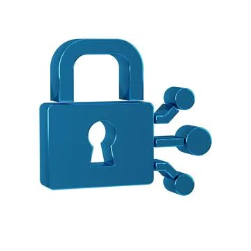 Blue Lock with bitcoin icon isolated on transparent background. Cryptocurre.. 스톡 일러스트