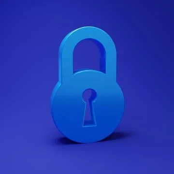 Blue Lock icon isolated on blue background. Padlock sign. Security, safety,.. Illustrazione stock