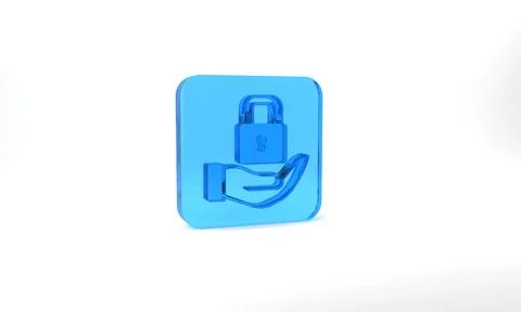 Blue Lock icon isolated on grey background. Padlock sign. Security, safety Stock Illustration