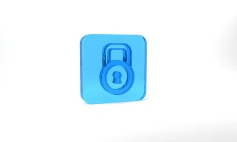 Blue Lock icon isolated on grey background. Padlock sign. Security, safety Stock Illustration