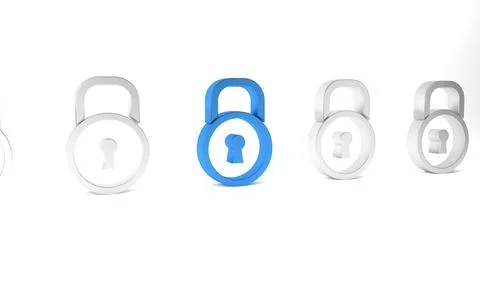 Blue Lock icon isolated on white background. Padlock sign. Security, safety.. Stock Illustration