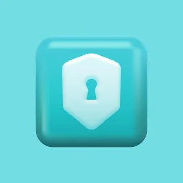 Blue Lock Icon. Security Isolated Design Element. Colorful 3D Set Stock Illustration