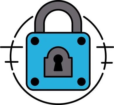 A blue lock with a keyhole on it Stock Illustration