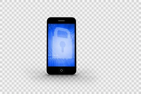 Blue lock on smartphone screen Foto stock