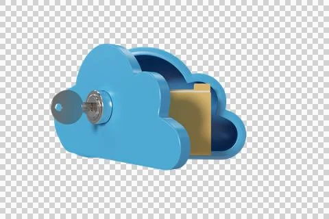 Blue locker in cloud shape with key and folder Stock Photos
