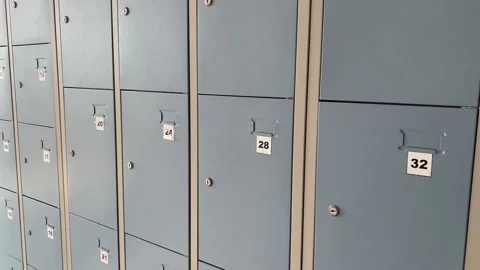 The blue locker place from the right side Stock Footage 169210970