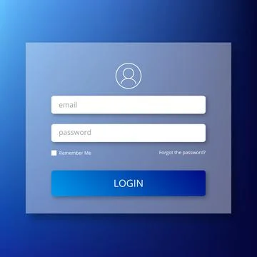 Blue login form page. Stock Illustration