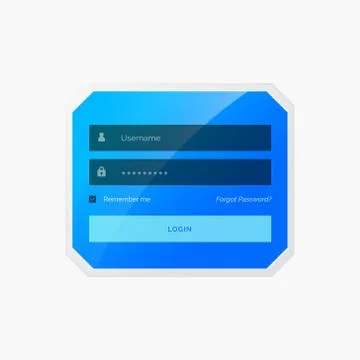 Blue login form template design in vector style Stock Illustration