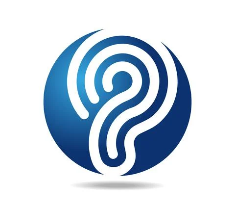 Blue logo in shape of question mark made of three white lines Stock Illustration