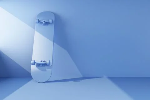 Blue longboard on a blue background Stock Illustration
