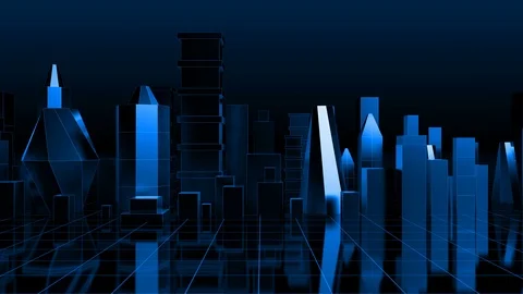 Blue Loop Abstract Digital City Background Stock Footage 108589858