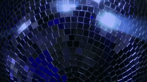Blue loop disco mirror ball series - super close Stock Footage 835312