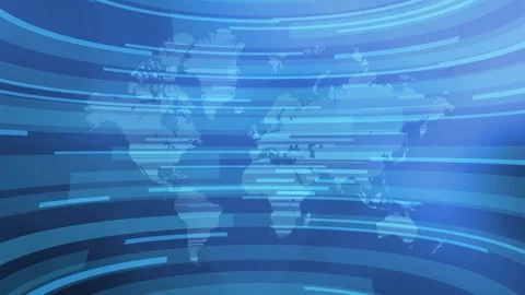 Blue loopable digital world map with dynamic line elements in motion, news Stock Footage 317376744