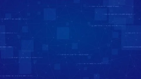 Blue loopable technological background, intricate data connections and binary Video stock 342474625