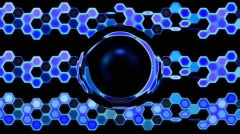 Blue looping Hexagon Tech Abstract with ocular effect Stock Footage 41000466