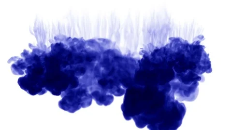 Blue A lot of flows of isolated blue ink injects. Color reacts in water , shot Stock Footage