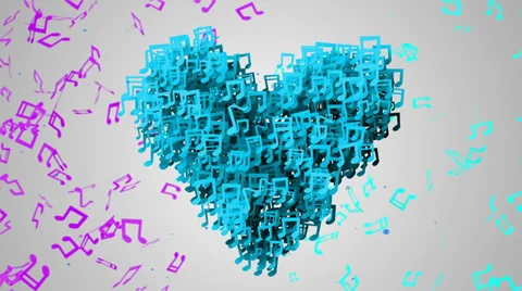 Blue Love Musical Note Particles Loop Animation 4K resolution Ultra HD Stock Footage 39886002