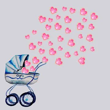 Blue love stroller for a boy Stock Illustration