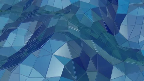 Blue low poly background. the smooth surface is deformed. 3d render loop animati Stock Footage 161185632