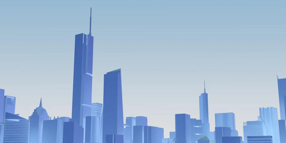 Blue low poly cityscape Stock Illustration