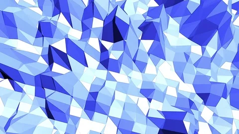 Blue low poly deforming surface as dream background. Blue polygonal geometric Stock Footage