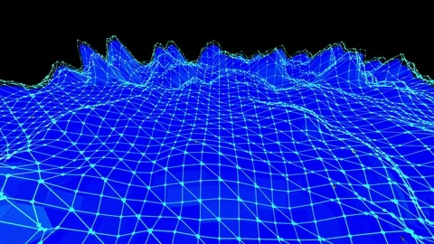 Blue low poly deforming surface as crystal mesh. Blue polygonal geometric Stock Footage