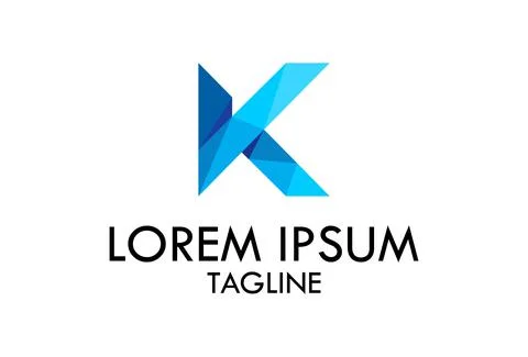 Blue Low Poly Letter K Logo Design	 Stock Illustration