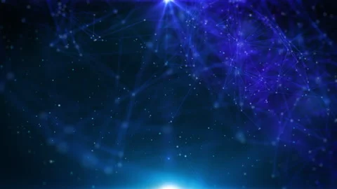 Blue low poly line, digital plexus mesh futuristic technology structure 4K loop. Stock Footage 255592632