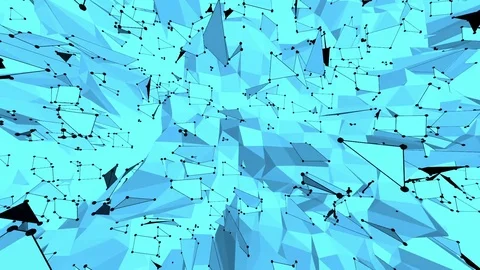 Blue low poly plastic surface as plastic environment. Blue polygonal geometric Stock Footage 78858446