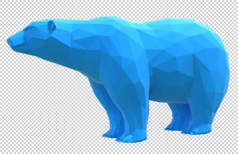 Blue low poly polar bear on a transparent background. Stock Illustration