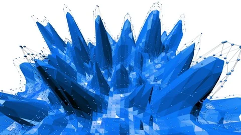 Blue low poly shifting surface as fantastic landscape. Blue polygonal geometric Stock Footage