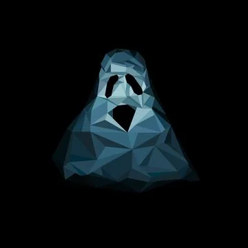 Blue low poly style ghost Halloween illustration Stock Illustration