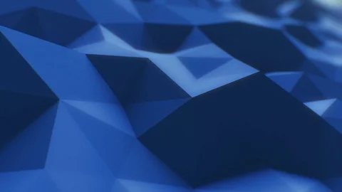 Blue Low Poly Surface Slow Moving in Looped 3d Animation. Video stock 72376620
