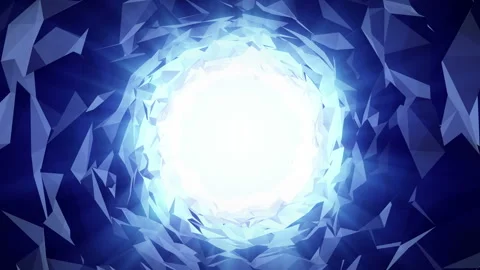 A blue Low Poly Tunnel in a 3D animation Stock Footage 233744959