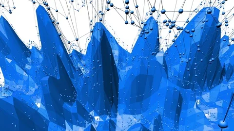 Blue low poly wavering surface as brave background. Blue polygonal geometric Stock Footage 76006215