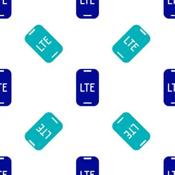 Blue LTE network icon isolated seamless pattern on white background. Vector Stock Illustration