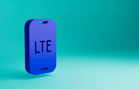 Blue LTE network icon isolated on blue background. Minimalism concept. 3D render イラスト素材