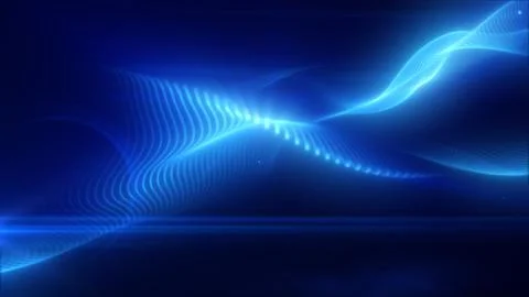 Blue luminous digital wave with flowing lines and depth, illustrating techn.. Stock Illustration