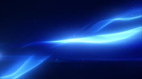 Blue luminous digital wave with flowing lines and depth, illustrating techn.. Stock Illustration