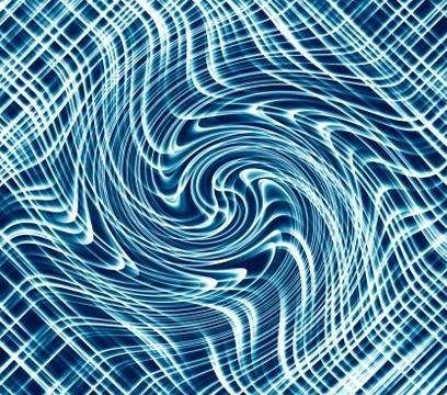 Blue luminous wavy background, abstract curved lines digital backdrop Stock Illustration
