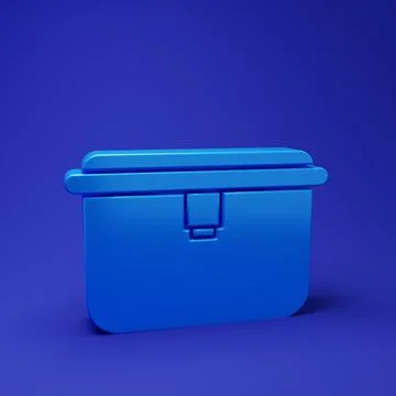 Blue Lunch box icon isolated on blue background. Minimalism concept. 3D ren.. Stock-Illustration
