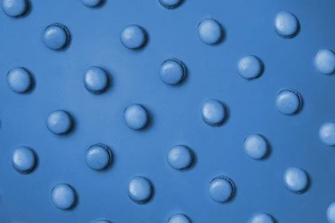 Blue Macaroons pattern color matching objects and background Stock Photos