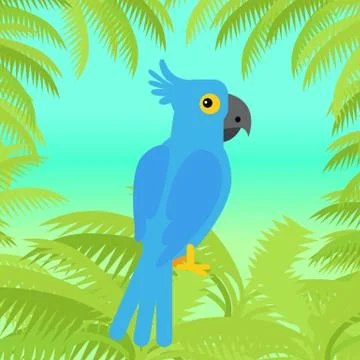 Blue Macaw Parrot Vector Flat Design Illustration イラスト素材