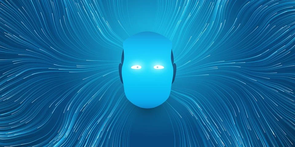 Blue Machine Learning, Artificial Intelligence, Cloud Computing and Neural .. 스톡 일러스트