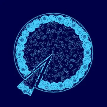 Blue mage of a slice of cake with a blue border. The cake is cut in half and the イラスト素材
